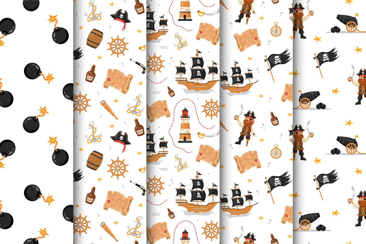 Pirates adventure - pattern set, a Pattern Graphic by KeronnArt (Photo 2 of 15)