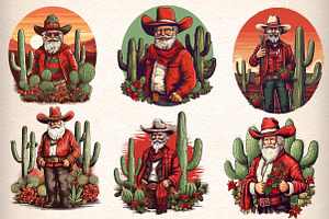 Vintage Western Cowboy Santa Clipart