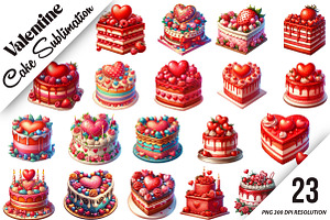 Valentine Cake Sublimation Clipart, an Illustration by DreamArtGraphic