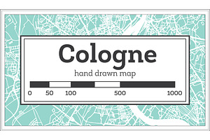 Cologne Germany City Map In Retro