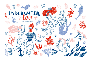 Underwater Love PNG Clip Art Set