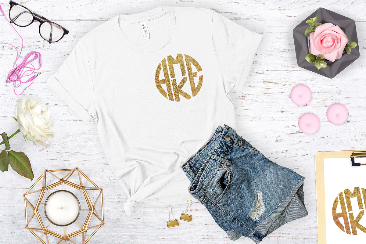 4 Letter Circle Monogram Font & Kit preview 7