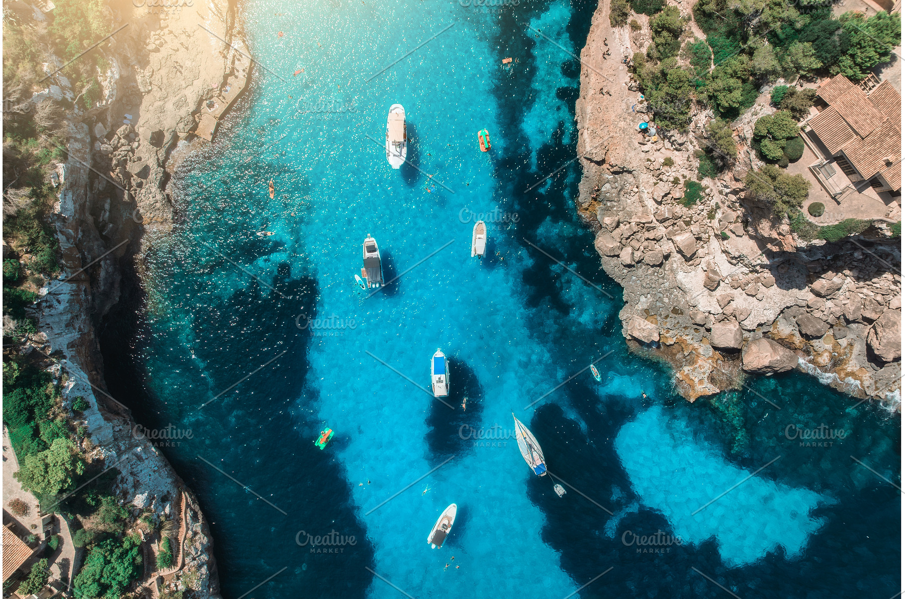 Aerial view of luxury yachts and, a Nature Photo by den-belitsky
