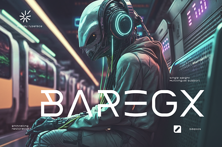 Baregx Futuristic Font, a Sans Serif Font by baqoos