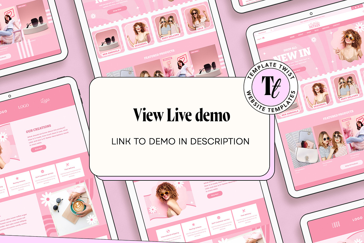 Retro Pink Wix Template, a Wix Template by Template Twist Shop (Photo 3 of 10)