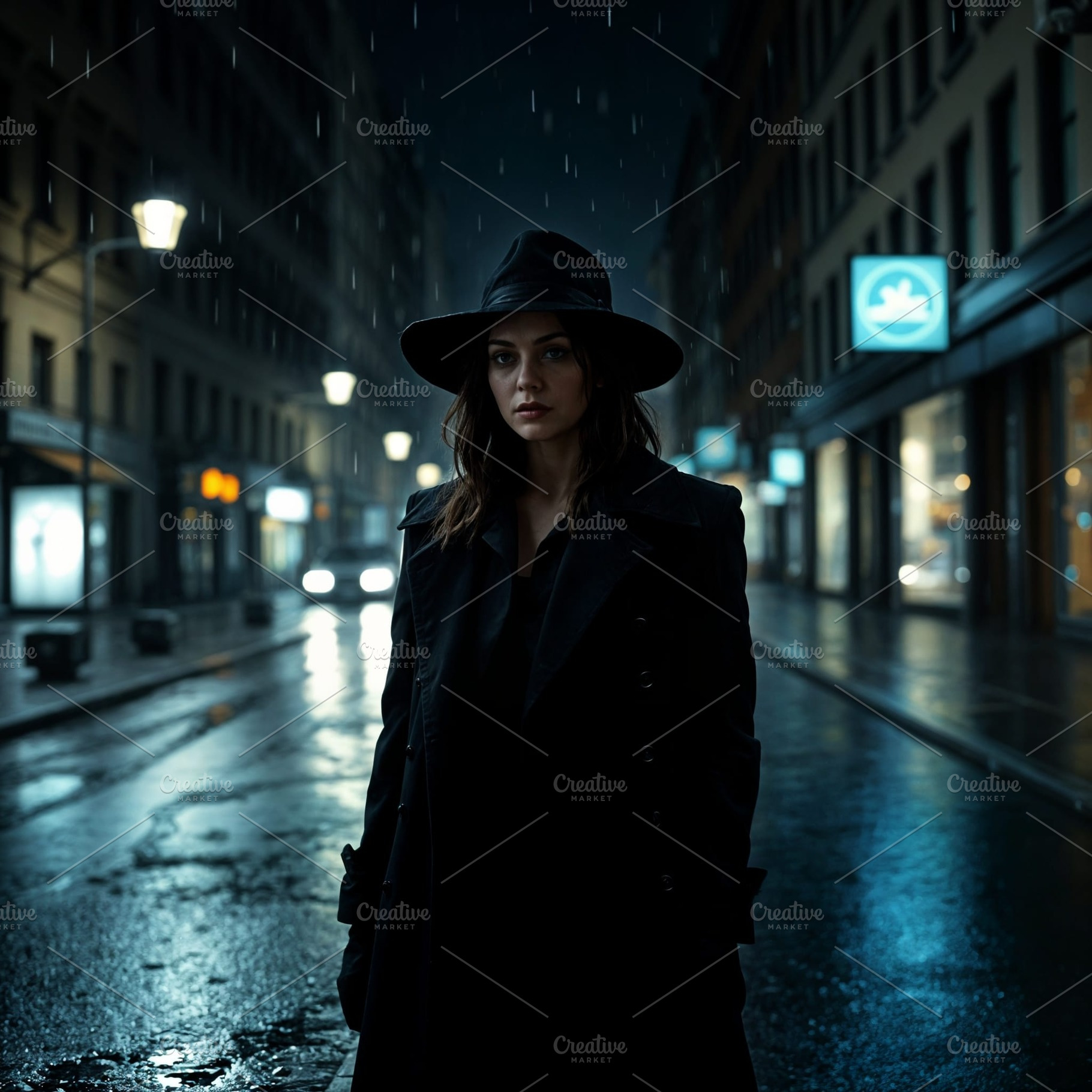 beautiful young woman in the rain AI generated, a Photo by WorldOfPhotos