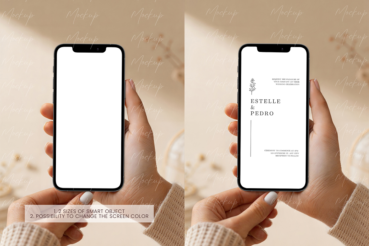 Minimalist Phone in Hands Mockup, a Product Mockup by TatiMockup (Photo 2 of 3)