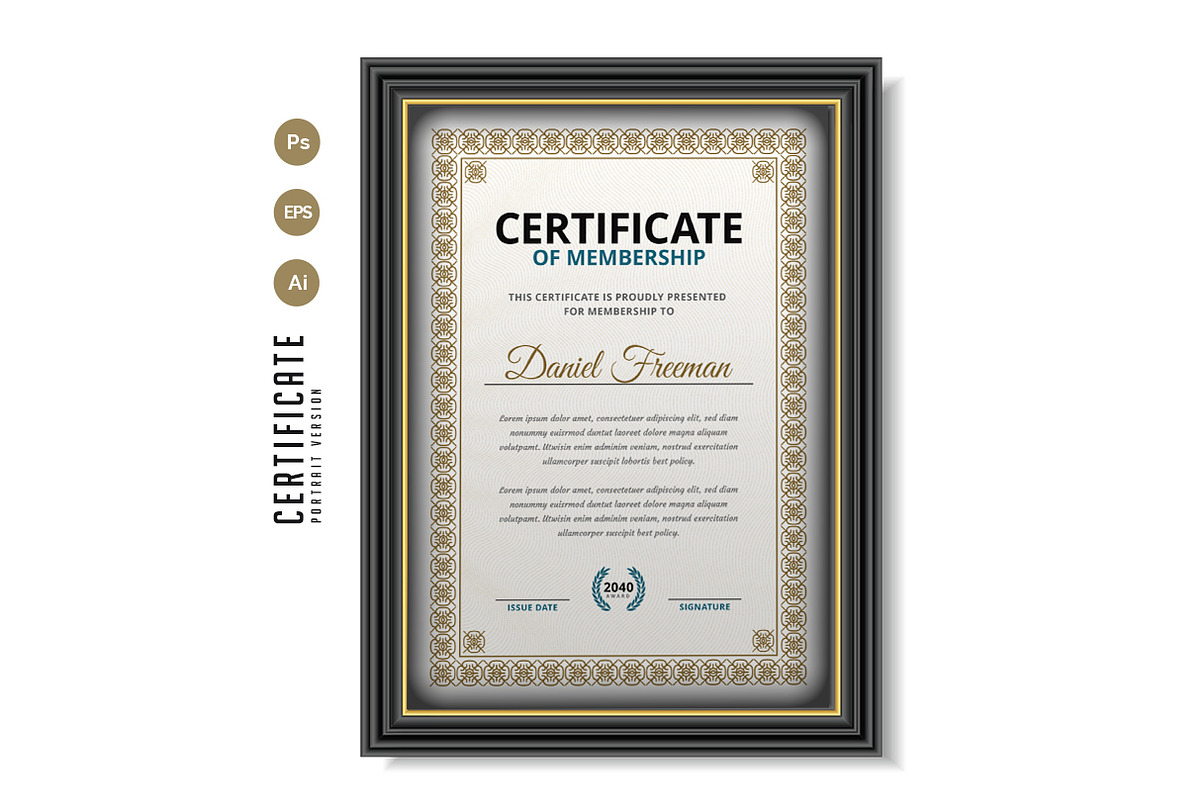 587. Modern Certificate Template, a Stationery Template by CreativeRezwan (Photo 3 of 3)