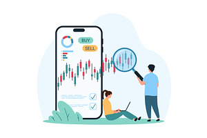 Stock market data analysis with, a Finance Illustration by Flashvector