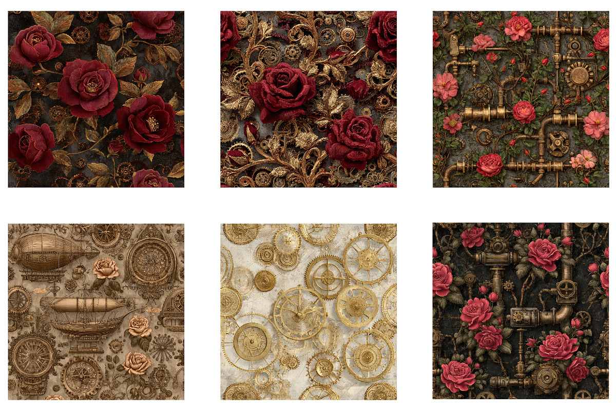 Steampunk Digital Papers, a Pattern Graphic by CreationArt (Photo 4 of 7)