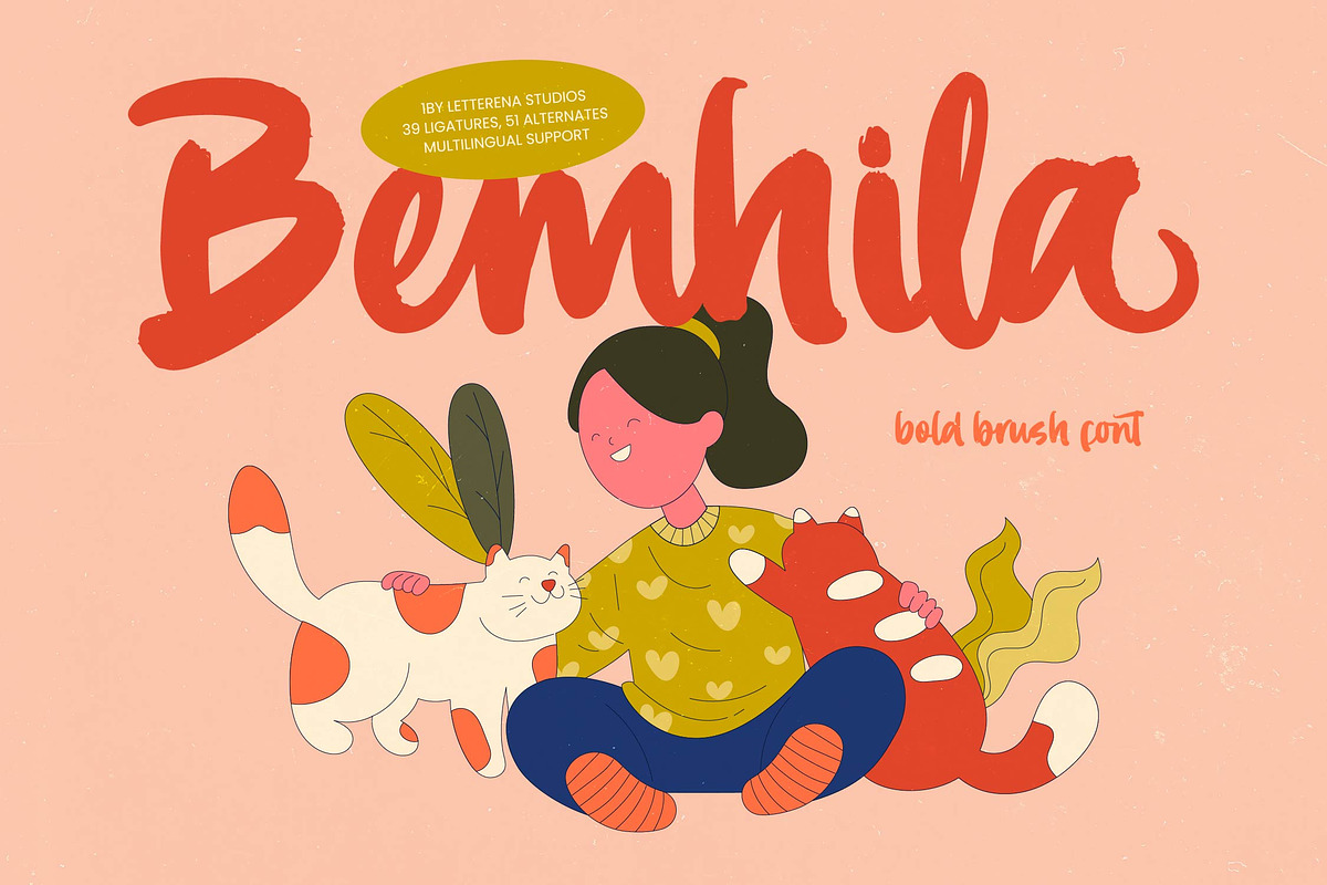 Bemhila Bold Brush Font, a Script Font by Letterena Studios Script (Photo 1 of 15)