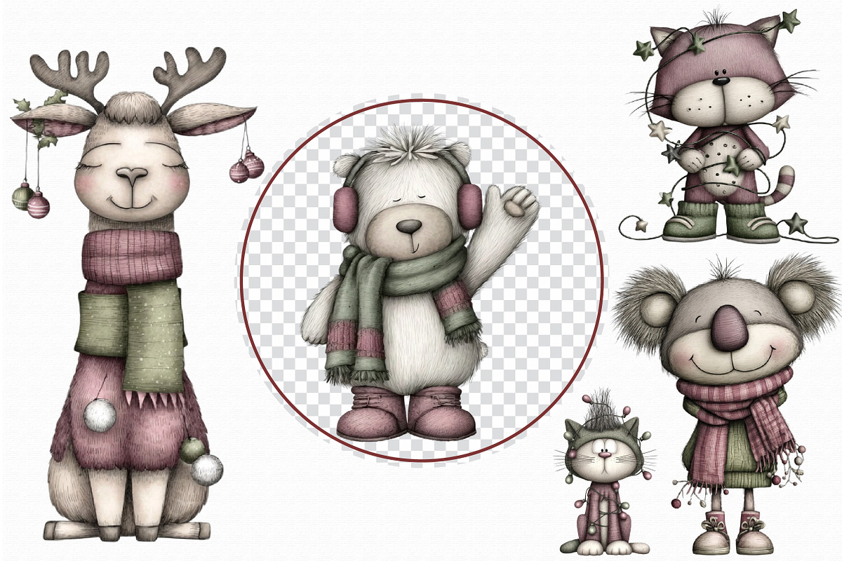 Quirky Christmas Animal Clipart Bund, an Illustration by Libby Wishes (Photo 3 of 7)