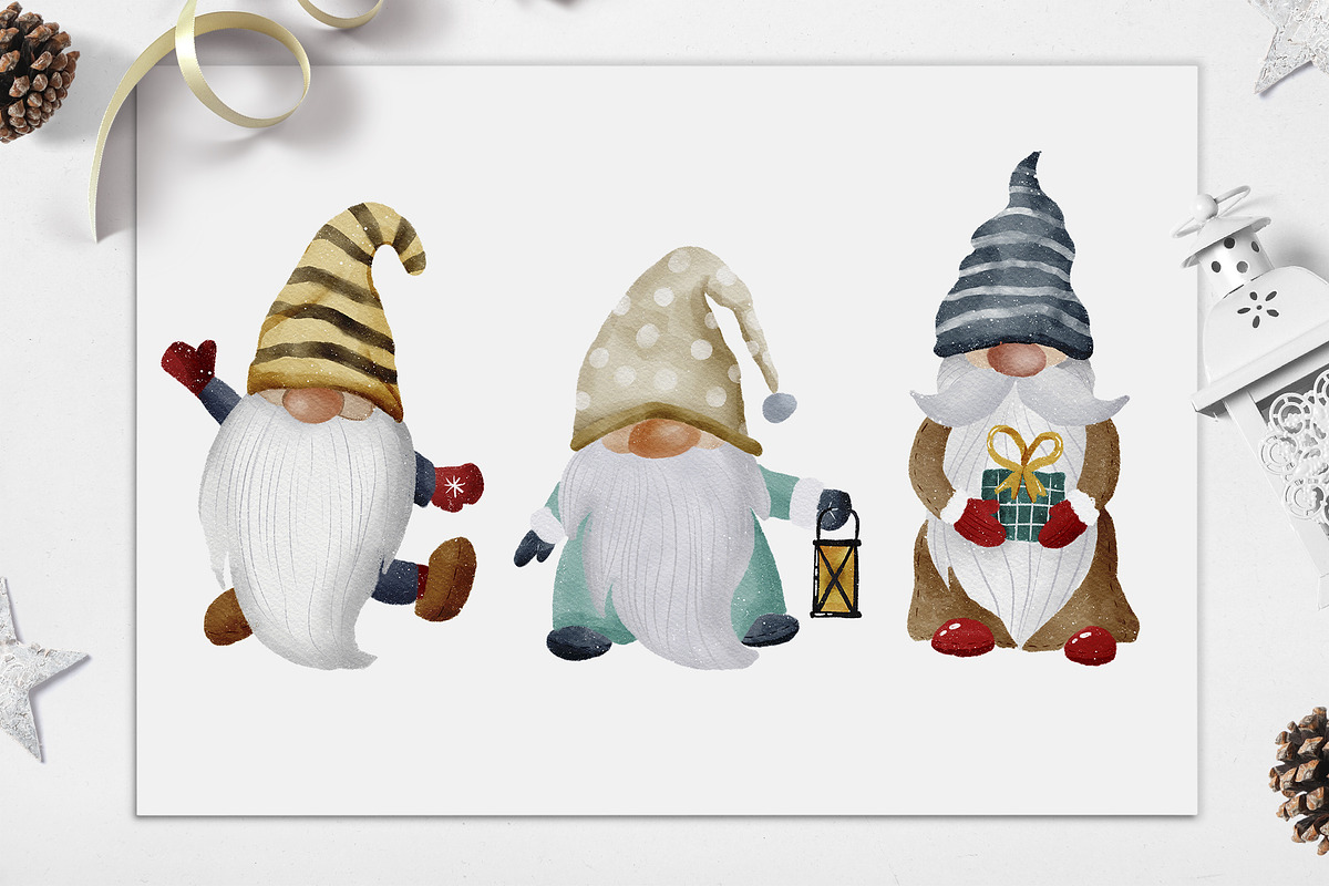 Sweet Christmas gnomes & pattern, an Illustration by SleptArt (Photo 2 of 6)