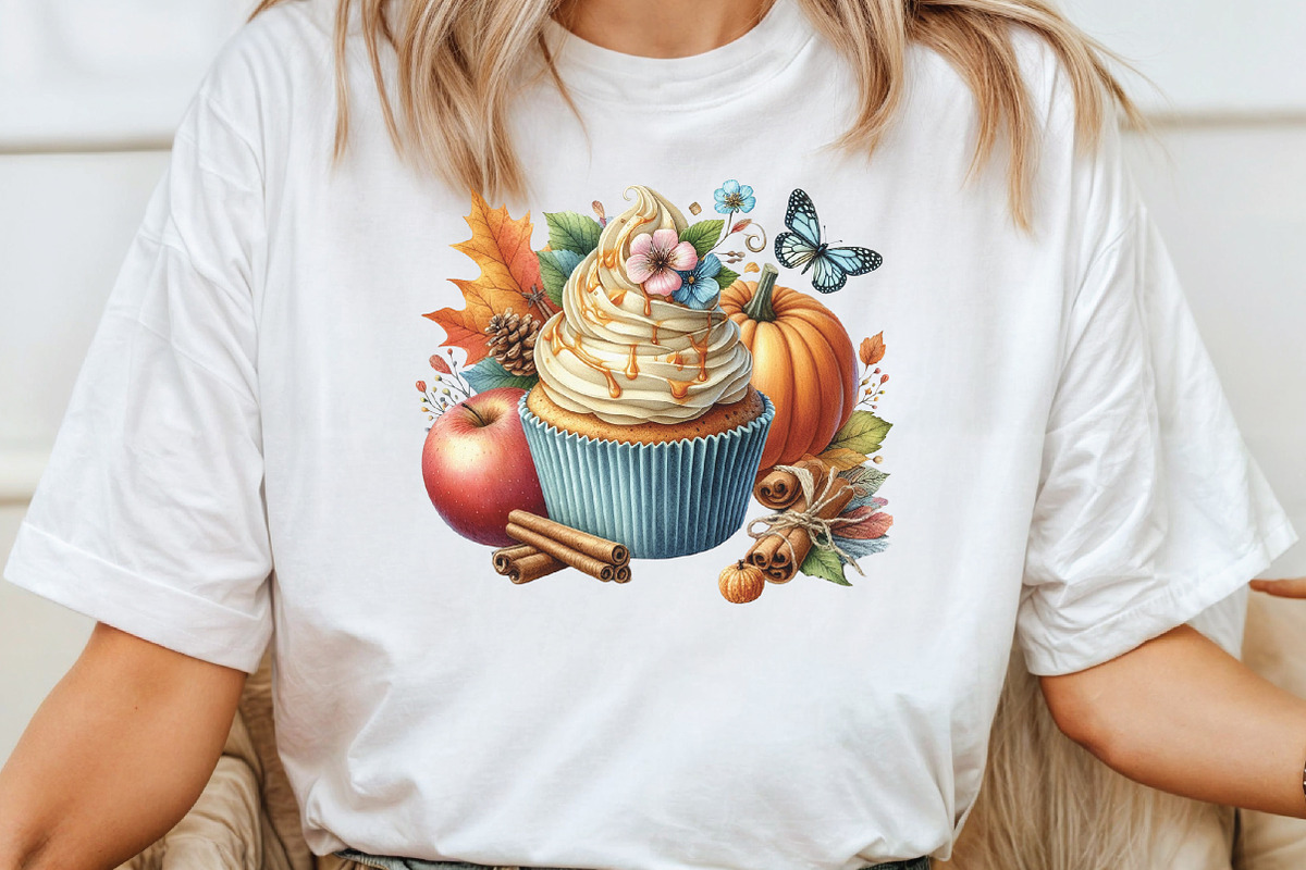 Watercolor Autumn Fall Cupcake PNG, an Illustration by CraftArtStudio (Photo 4 of 5)