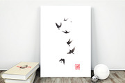 Black pennant sumi-e painting, a Background Graphic by Quetzal Art (Thumbnail 1 of 5)