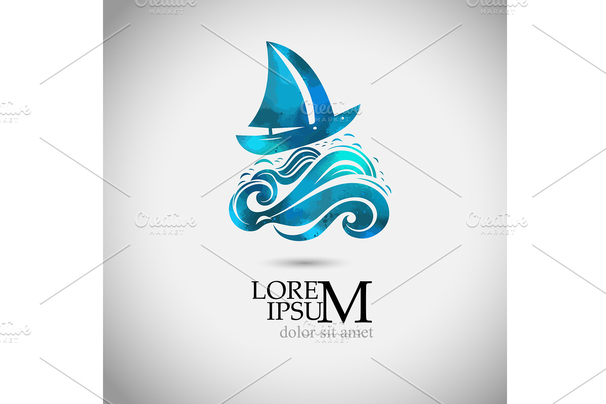 Logo sea and boat. Not AI, Vector, a Transportation Illustration by Nenahliadava Design