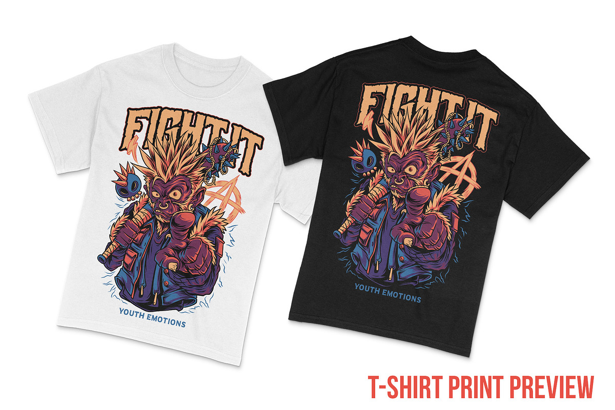 Fight it Monkey Illustration, an Animal Illustration by badsyxn (Photo 5 of 5)