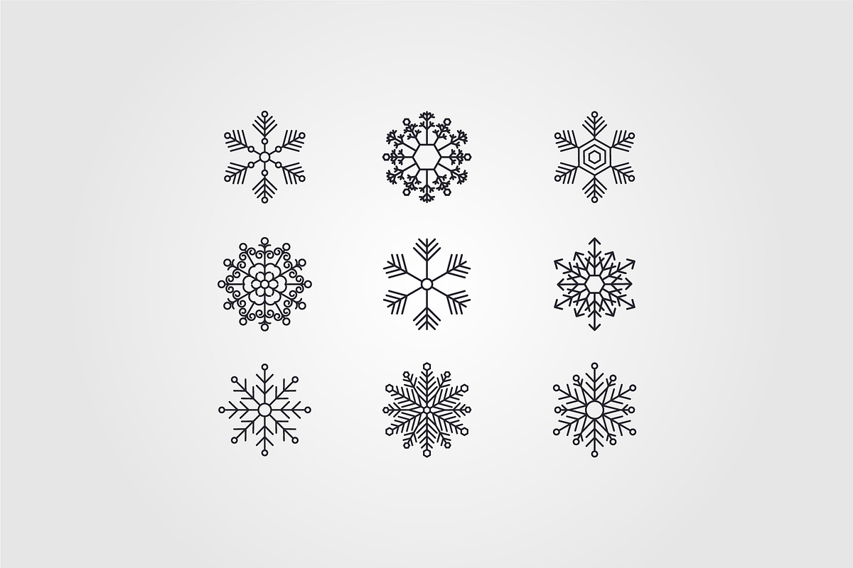snowflake winter set of black snow, a Branding & Logo Template by PrastHF