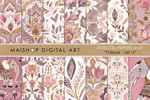 Boho Mystic Indian Elephant Patterns, a Pattern Graphic by Maishop