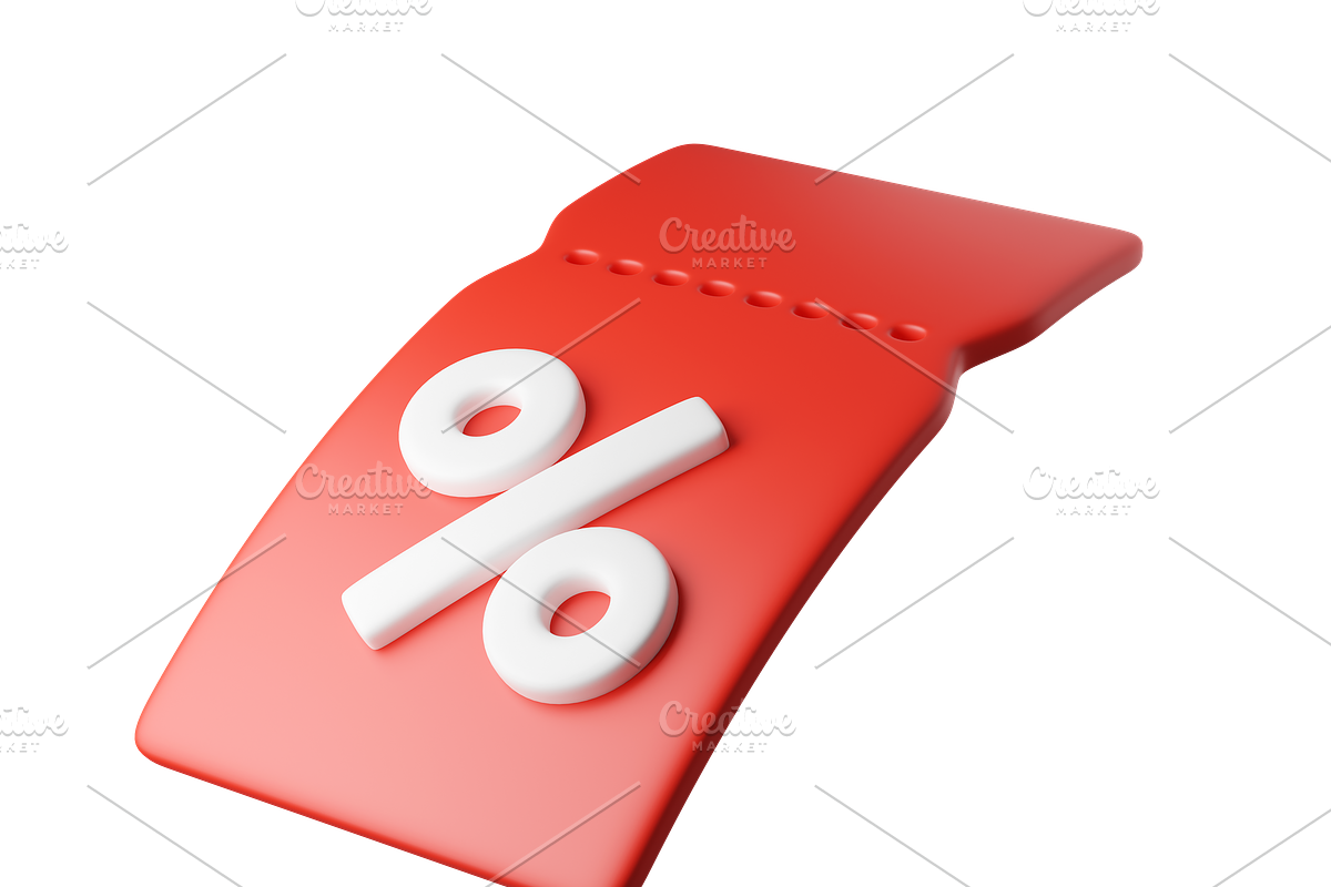 Flying red 3D discount coupon, an Object 3D Model by Hannet (Photo 6 of 7)