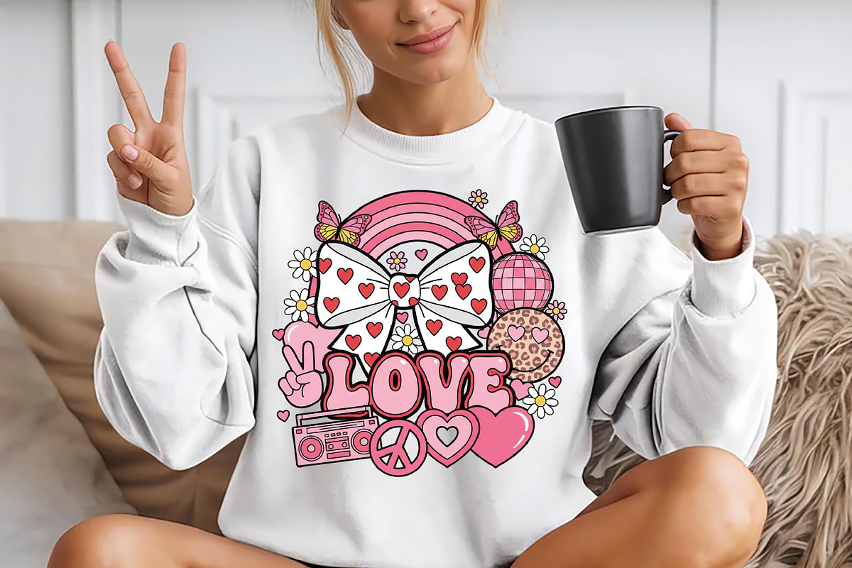 Retro Valentine Love Sublimation Png, a Seasonal Illustration by YA Design (Photo 4 of 4)
