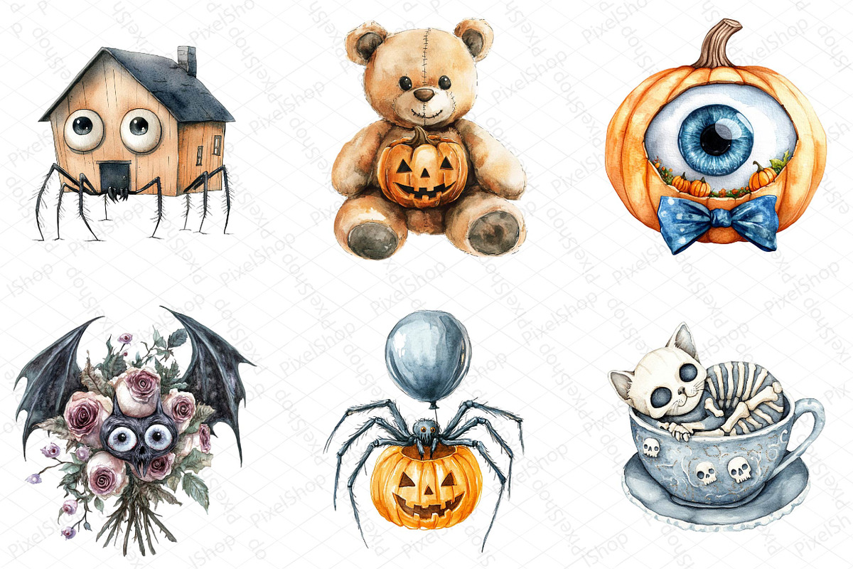 Spooky Weird Halloween Clipart, an Illustration by DreamPrint404 (Photo 4 of 5)