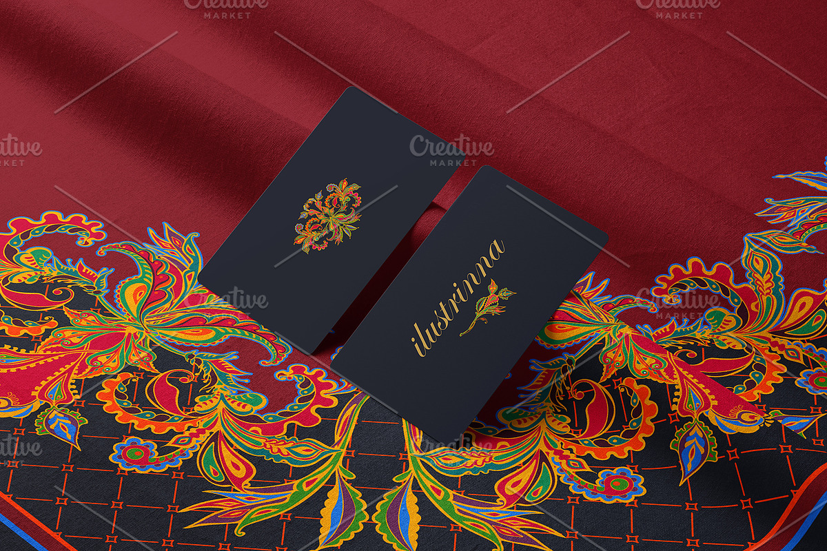 Crimson Baroque Garden Silk Scarf, an Object Graphic by ilustrinna (Photo 4 of 10)