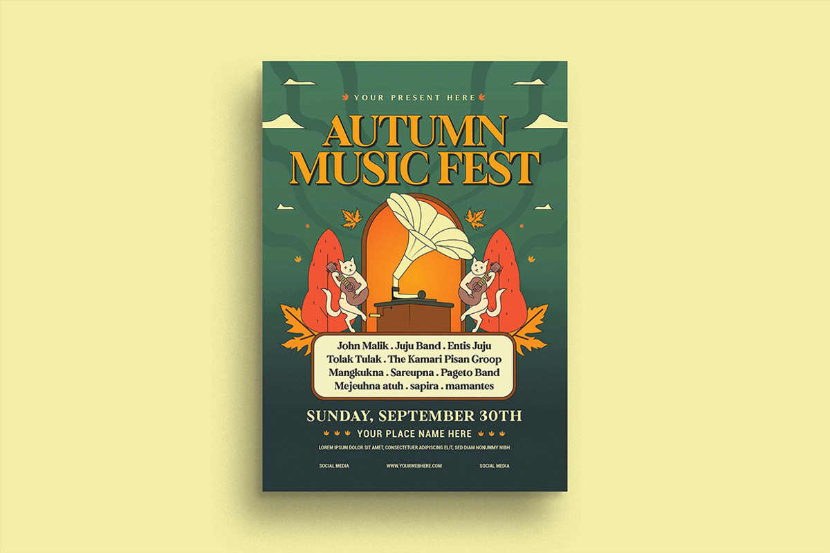 Green Autumn Music Fest Flyer, a Flyer Template by megarez (Photo 1 of 3)