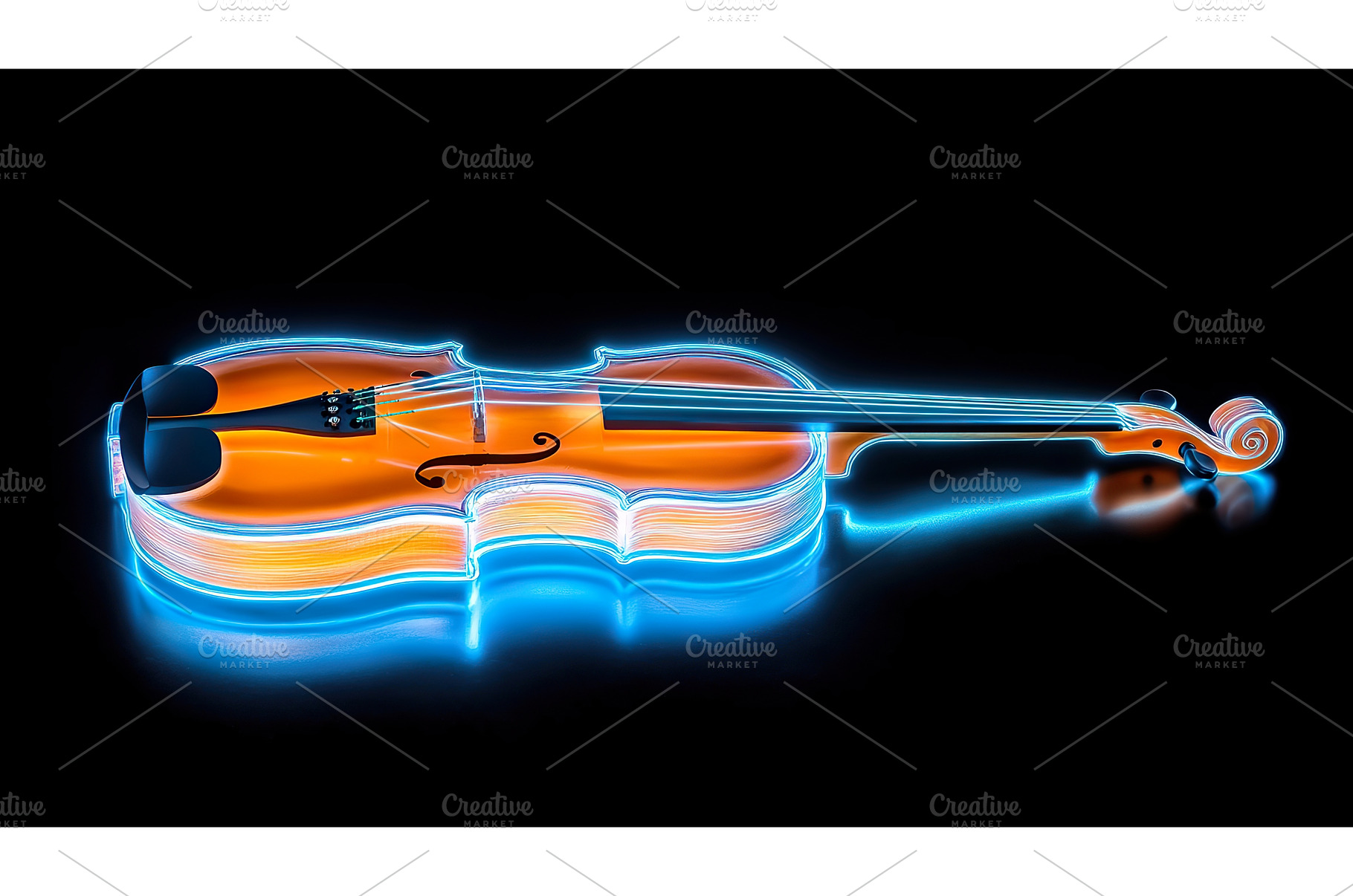 Glowing electric violin with neon, an Abstract Photo by Lermont51