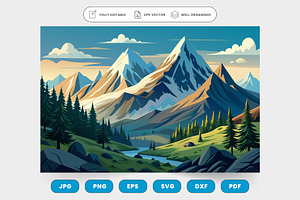 A majestic snow-capped mountain rang, a Graphic by SaroStock