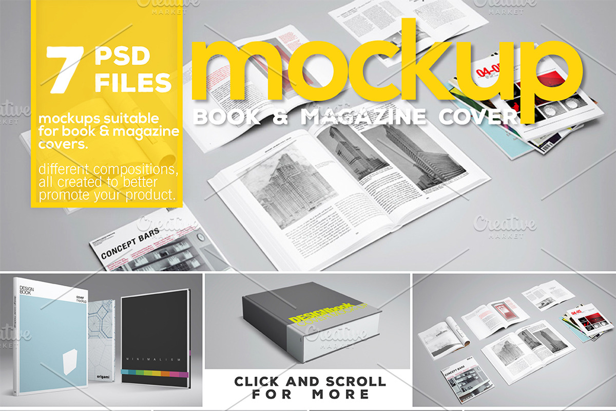 Book & Magazine Cover Mockup, a Print Template by Northern Kraft