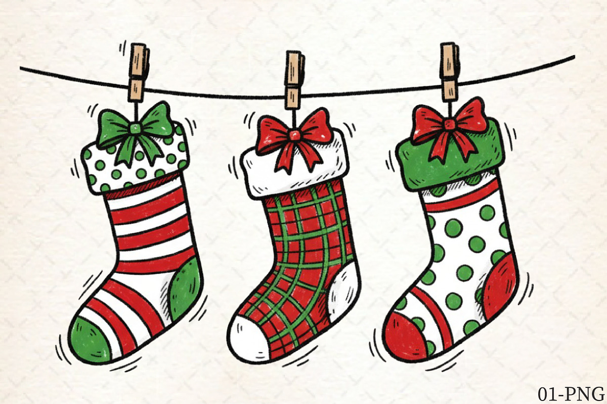 Christmas stockings PNG, an Illustration by Libby Wishes (Photo 1 of 6)