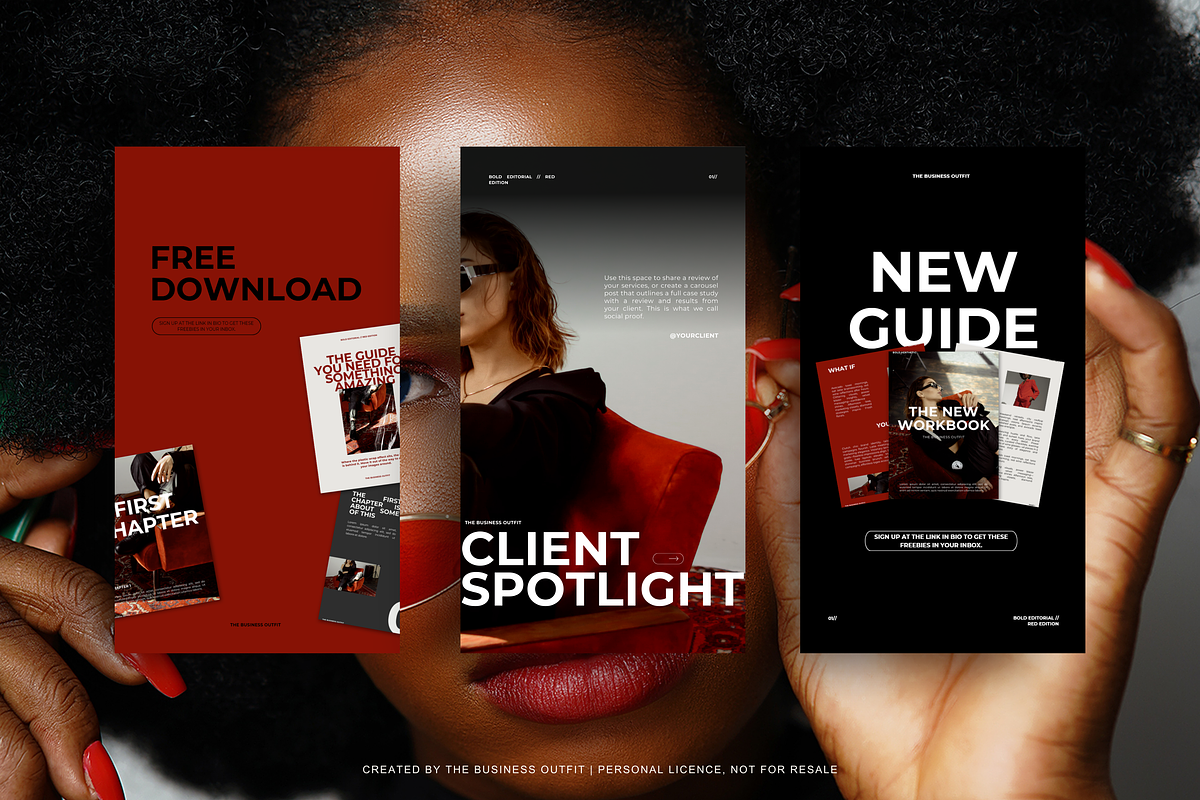 CANVA Bold Red Insta Posts & Stories, a Social Media Template by thebusinessoutfit (Photo 15 of 28)