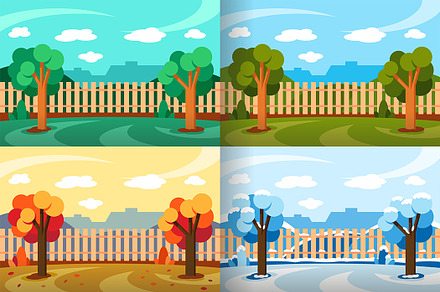 Four seasons landscape, a Seasonal Illustration by Volyk