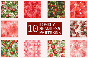 Strawberries Seamless Patterns