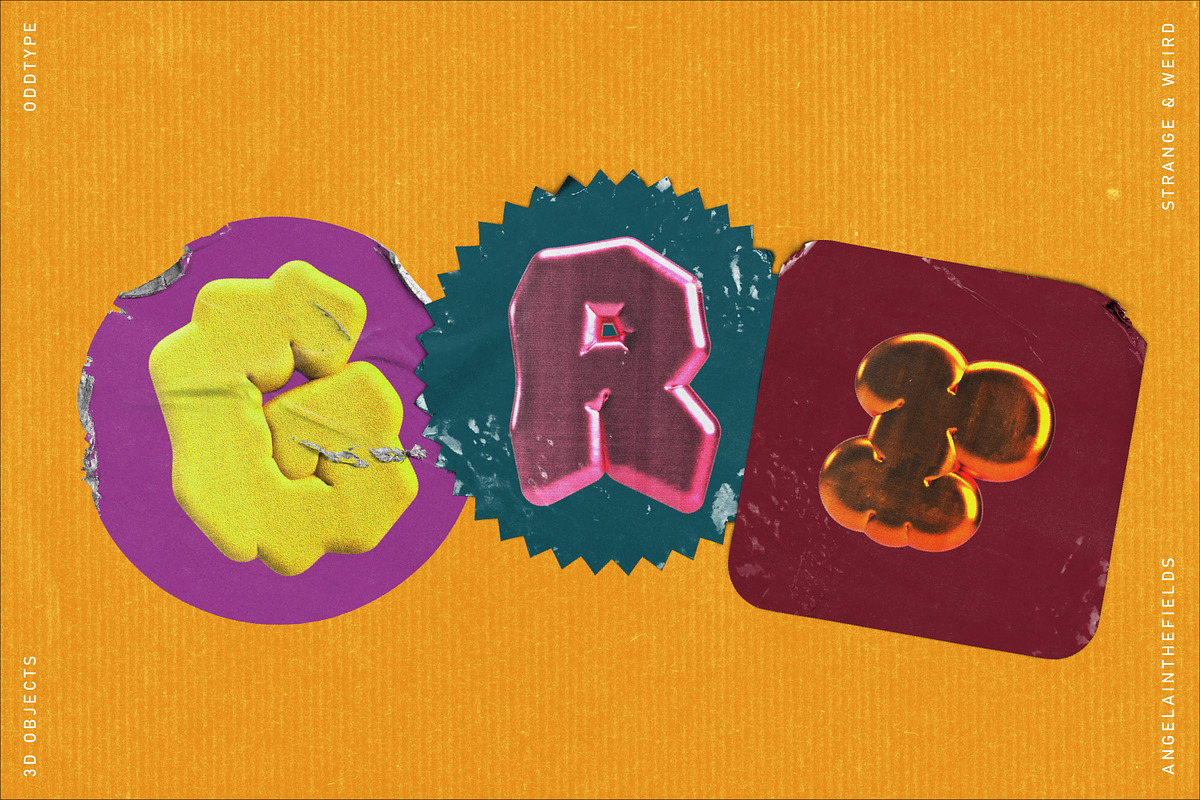 Retro 3D Letter PNGs: Oddtype, an Object Graphic by angelainthefields (Photo 2 of 11)