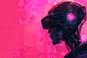 head robotic realistic,3d watercolor, a Photo by LOGOCREATIVE