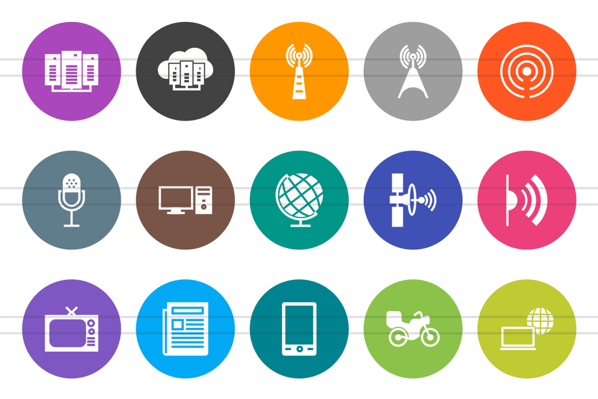 40 Communication Flat Round Icons, an Icon by IconBunny