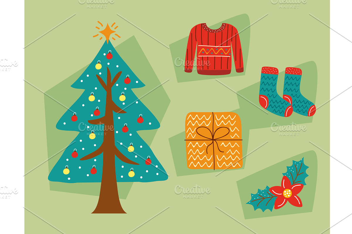 christmas item bundle, an Illustration by studiogstock