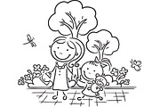 Outline cartoon kids illustration, an Illustration by Bubert Art (Thumbnail 33 of 33)