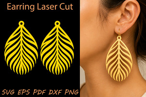 Feather Earrings Laser Cut SVG, an Object Graphic by Rose Art