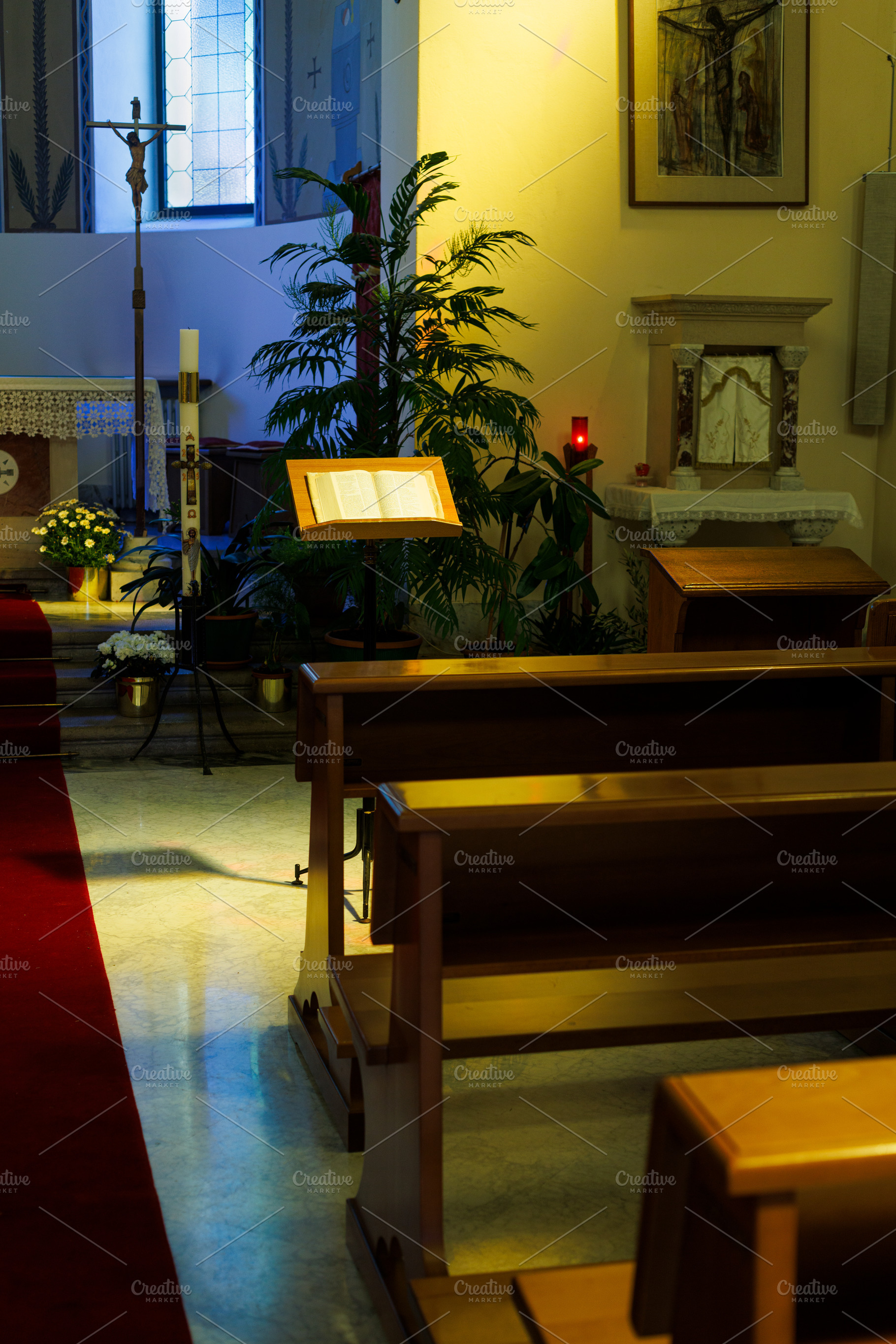 Old wooden pews, Church of the Good Shepherd, Trieste, an Architecture Photo by Bepslabor