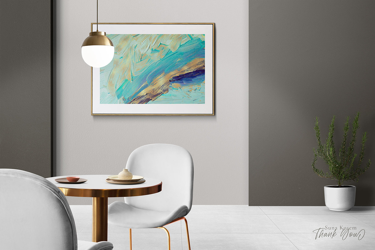 Turquoise & Gold Acrylic Backgrounds, a Texture Graphic by Suna Kosem (Photo 14 of 14)