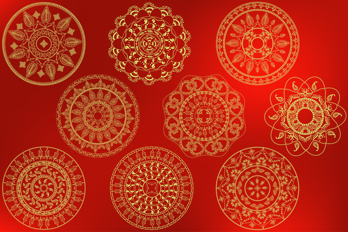 Set of 9 vector mandalas + bonus, a Background Graphic by artabramova (Photo 2 of 5)