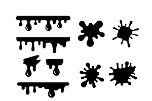Set glyph icons of blots and drips, a Solid Icon by motorama