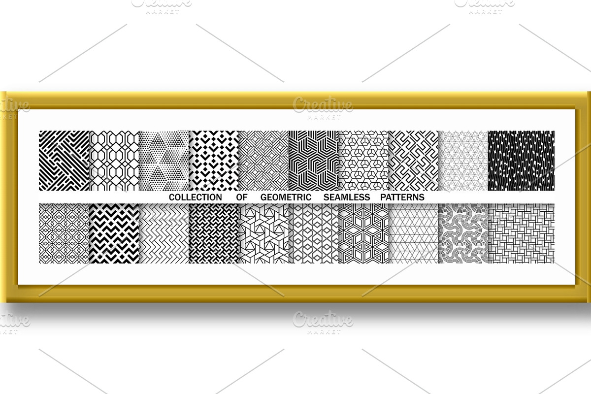 Geometric set of seamless black and, a Decorative Illustration by RODINA (Photo 2 of 3)