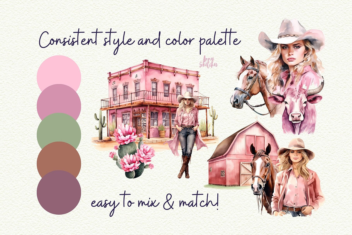 Pastel Western Clipart, an Object Graphic by Anna Design Studio (Photo 8 of 10)