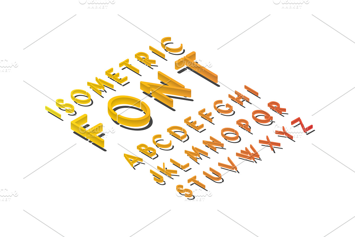 Isometric font alphabet with shadow, an Object Graphic by majcot (Photo 4 of 5)