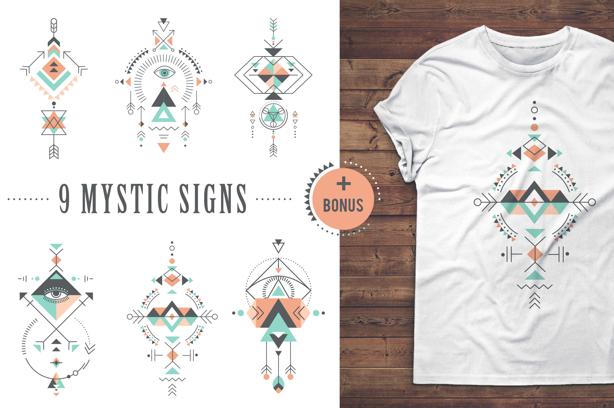 Sacred Geometry Aztec Shapes, a Decorative Illustration by Marish