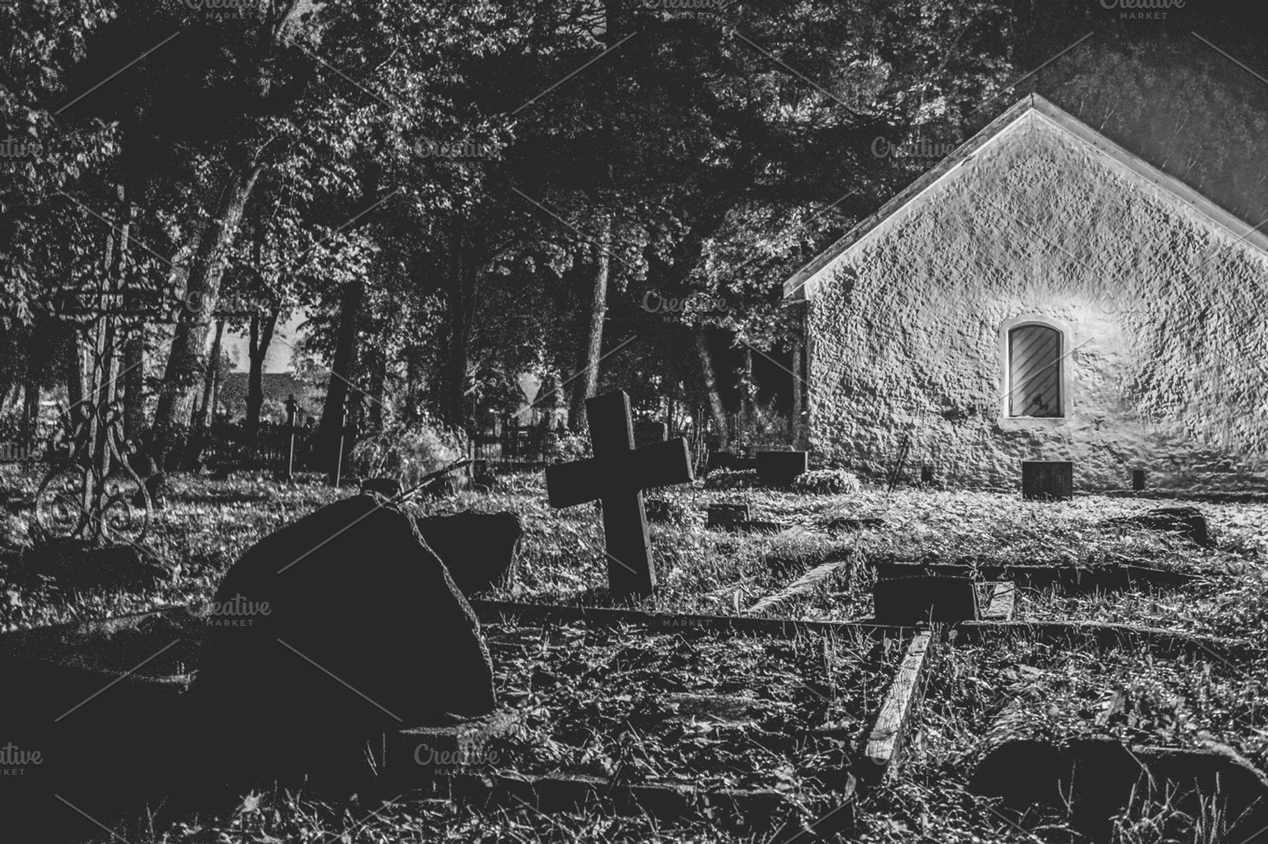 Night At The Cemetery Stock Photograph